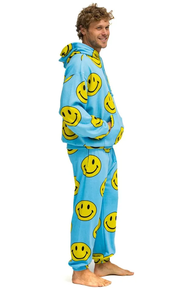 WomenMen Tops Aviator Nation SMILEY REPEAT RELAXED PULLOVER HOODIE 8211 SKY