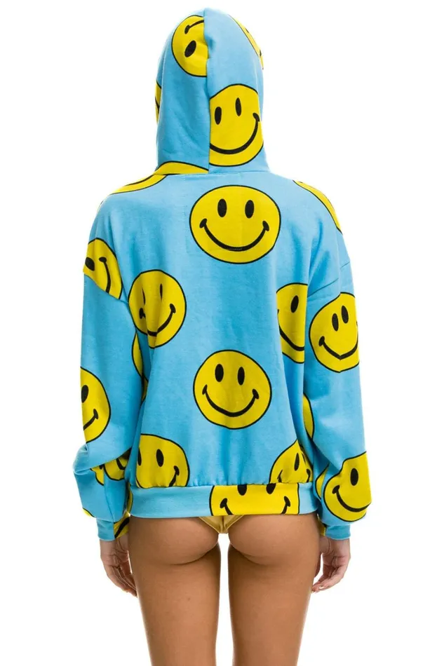 WomenMen Tops Aviator Nation SMILEY REPEAT RELAXED PULLOVER HOODIE 8211 SKY