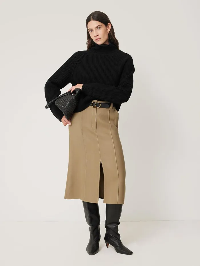 Women Merino Fishermans Rib Jumper Black Jigsaw Knitwear and Cashmere
