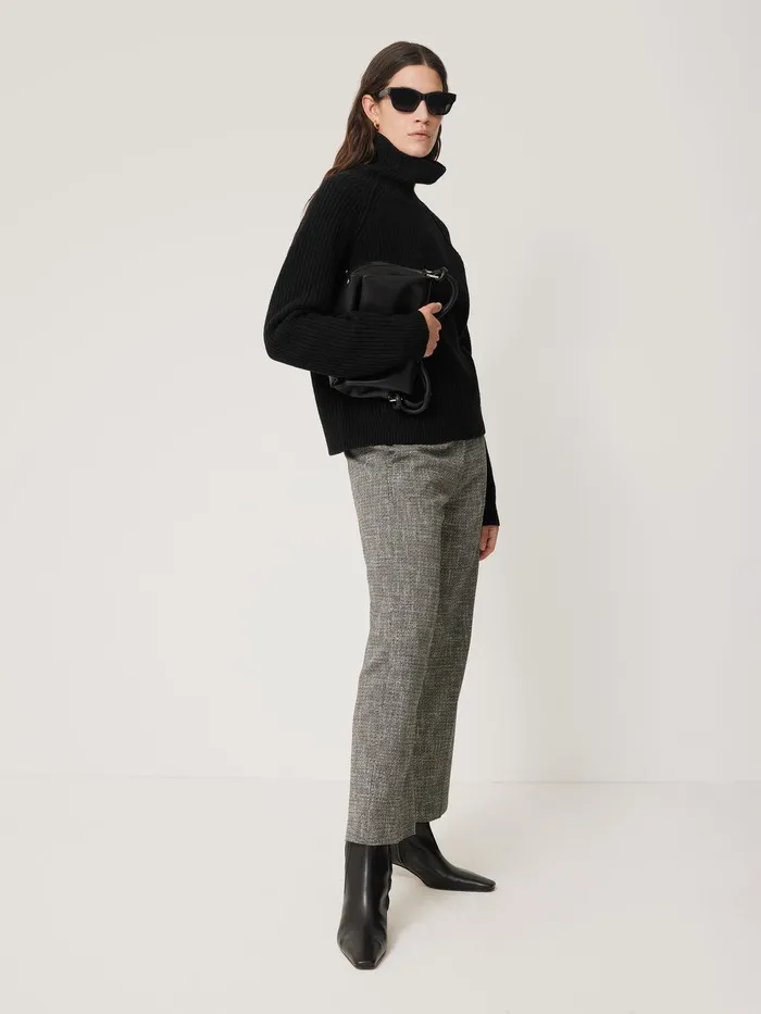 Women Merino Fishermans Rib Jumper Black Jigsaw Knitwear and Cashmere