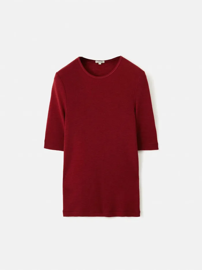 Women Merino Half Sleeve Tshirt Red Jigsaw Shirts and Tops