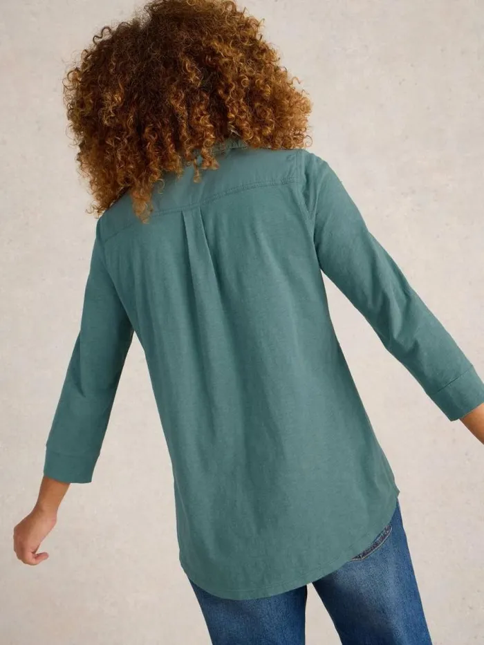Women MISSY LONGLINE MIX SHIRT Dusty Green White Stuff Shirts and Blouses Women MISSY LONGLINE MIX SHIRT Dusty Green White Stuff Shirts and Blouses