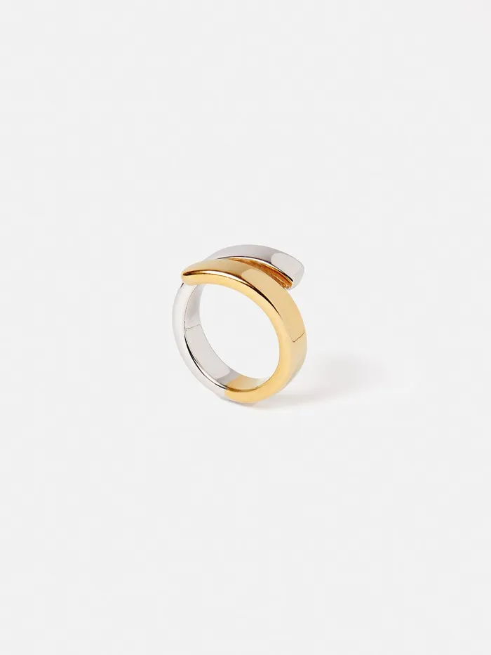 Women Mixed Metal Wrap Ring Multi Jigsaw Jewellery