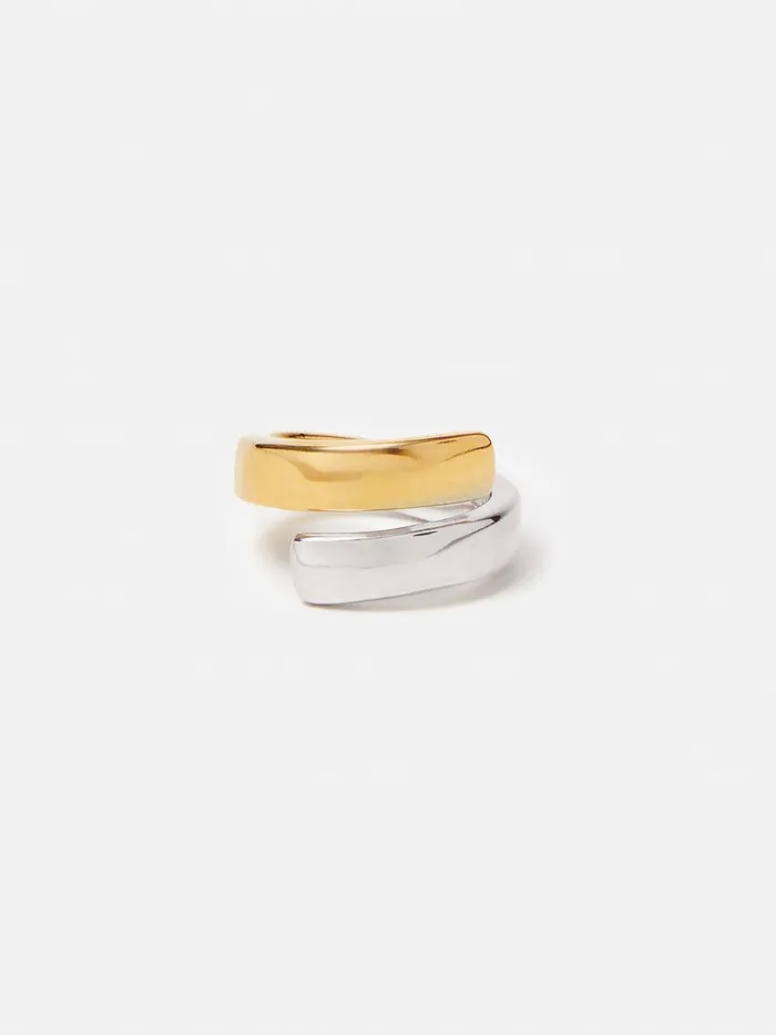 Women Mixed Metal Wrap Ring Multi Jigsaw Jewellery