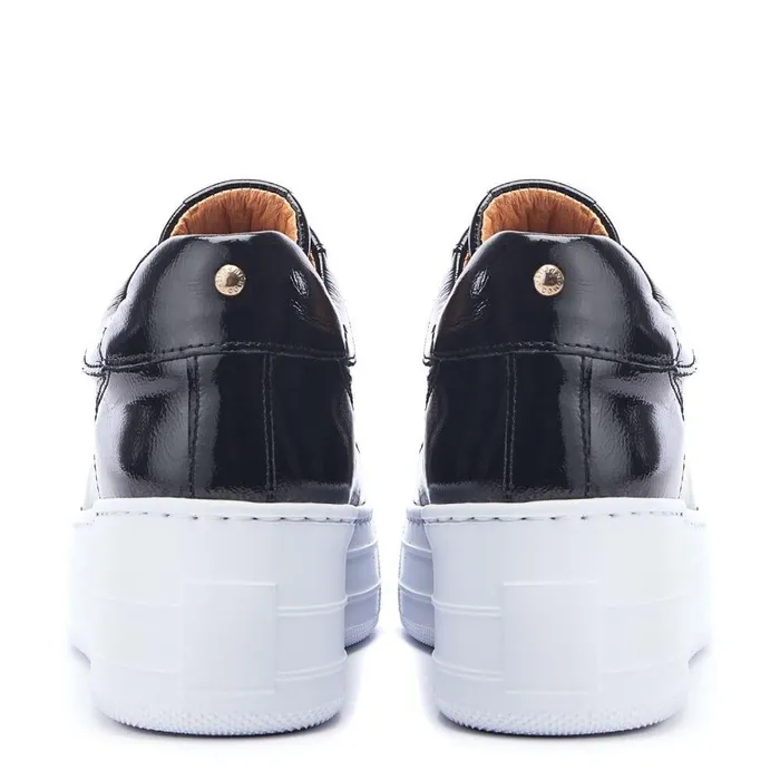 Women Moda In Pelle Black Trainers Aneeba Black Patent Leather