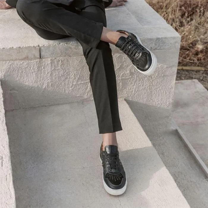 Women Moda In Pelle Black Trainers Betee Black Leather