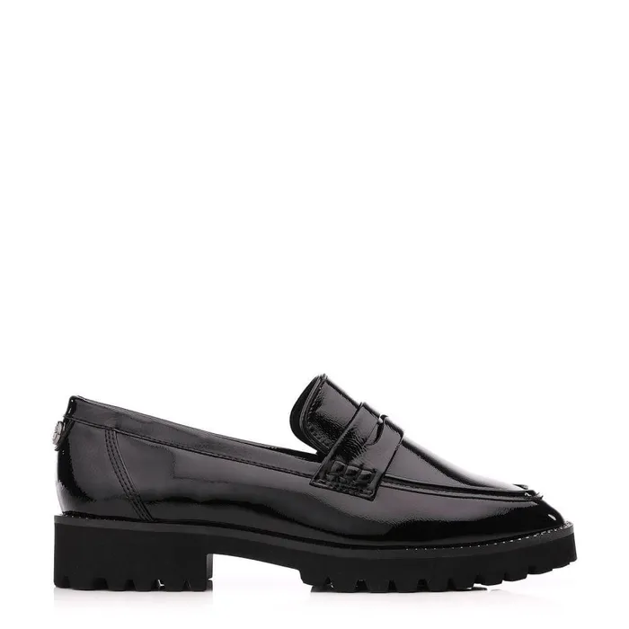 Women Moda In Pelle Casual Shoes Calfie Black Patent Leather