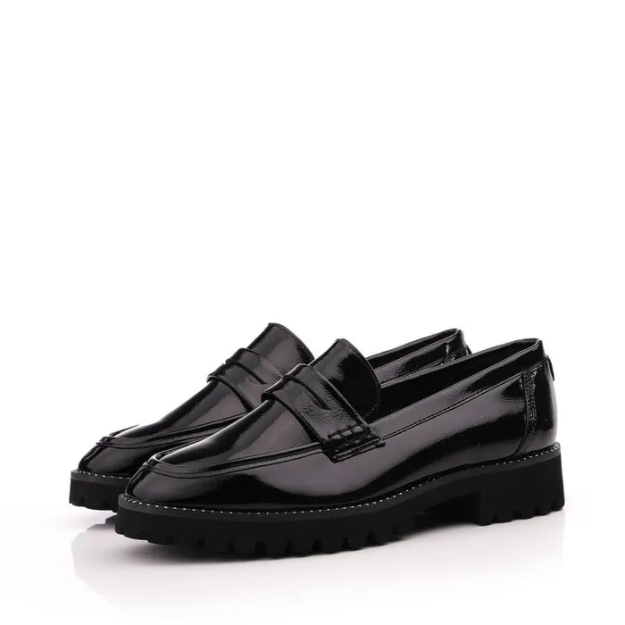 Women Moda In Pelle Casual Shoes Calfie Black Patent Leather