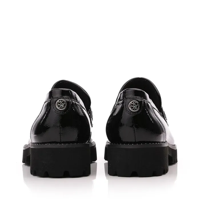Women Moda In Pelle Casual Shoes Calfie Black Patent Leather