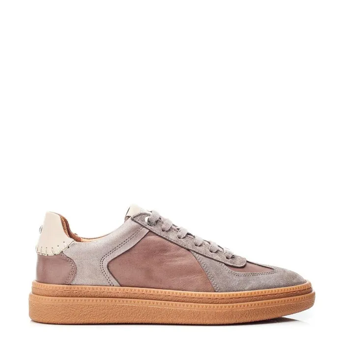 Women Moda In Pelle Casual Trainers Anilla Taupe Leather