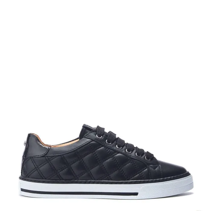 Women Moda In Pelle Casual Trainers Arzon Black Leather