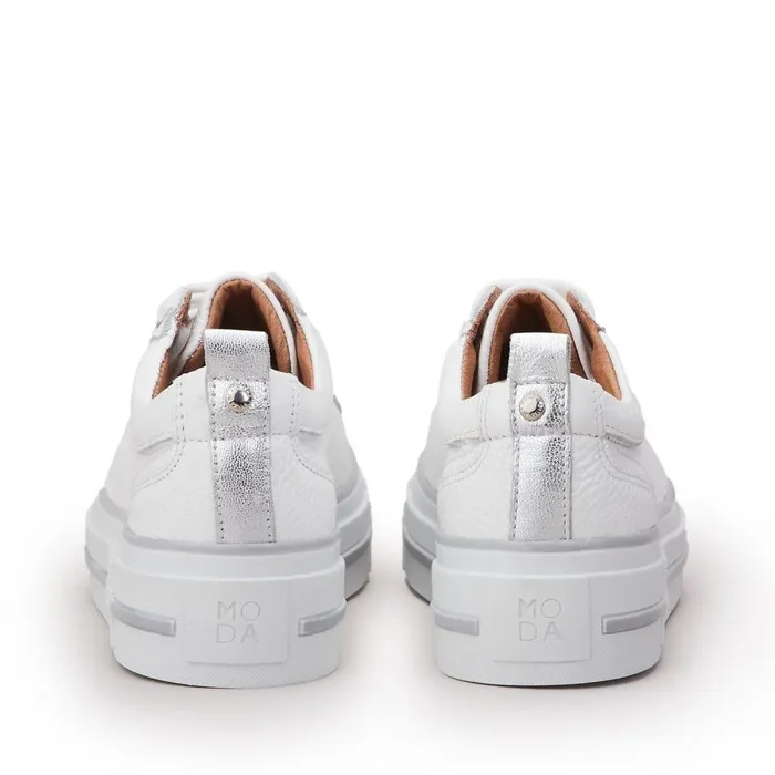 Women Moda In Pelle Casual Trainers Avena White Leather