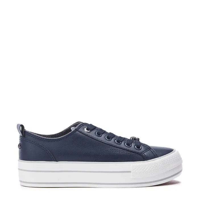 Women Moda In Pelle Casual Trainers Bagnol Navy Porvair