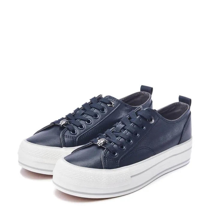 Women Moda In Pelle Casual Trainers Bagnol Navy Porvair