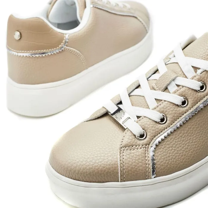 Women Moda In Pelle Casual Trainers Belammy Taupe Porvair