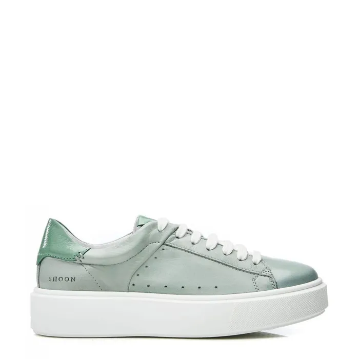 Women Moda In Pelle Casual Trainers Shoon Sh Innie Khaki Leather