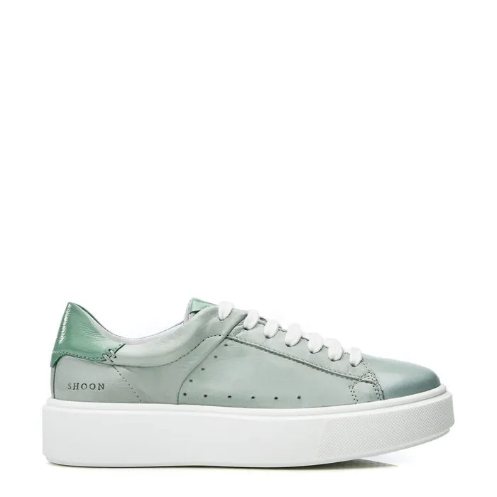 Women Moda In Pelle Casual Trainers Shoon Sh Innie Khaki Leather