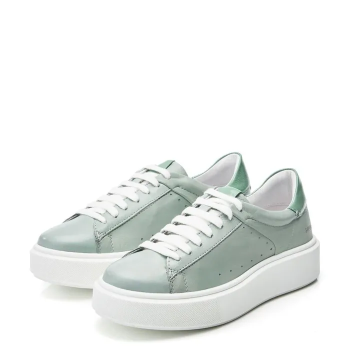 Women Moda In Pelle Casual Trainers Shoon Sh Innie Khaki Leather