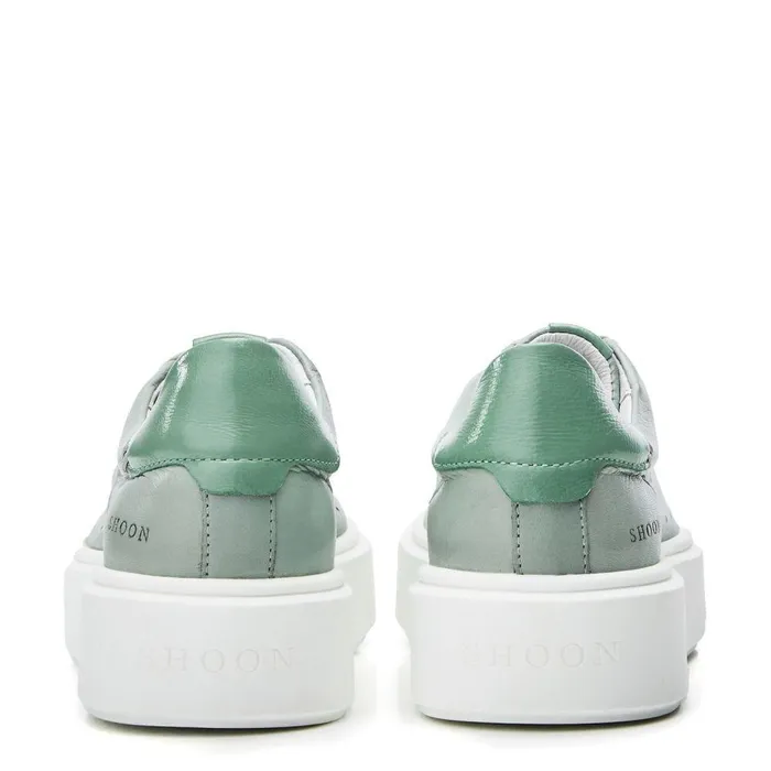 Women Moda In Pelle Casual Trainers Shoon Sh Innie Khaki Leather