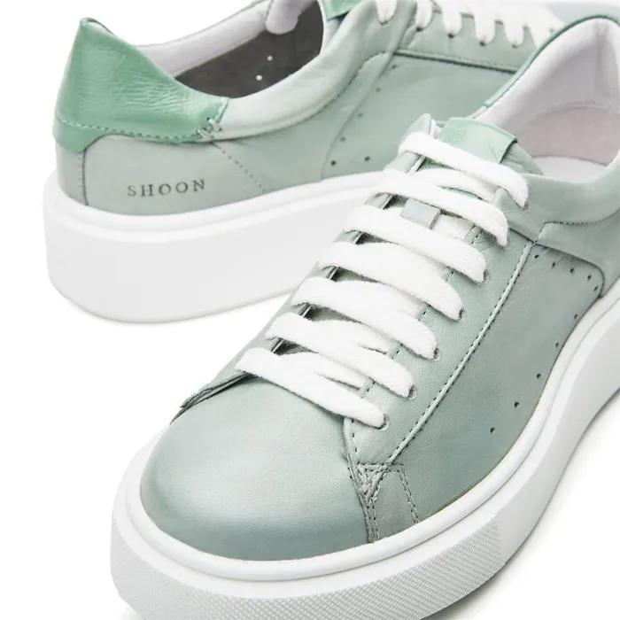 Women Moda In Pelle Casual Trainers Shoon Sh Innie Khaki Leather
