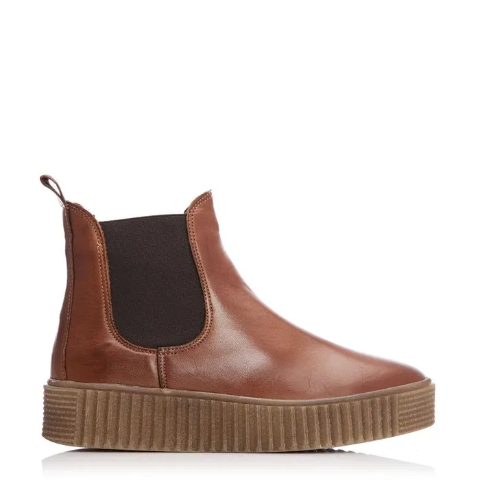 Women Moda In Pelle Chelsea Boots Shoon Sh Illom Tan Leather