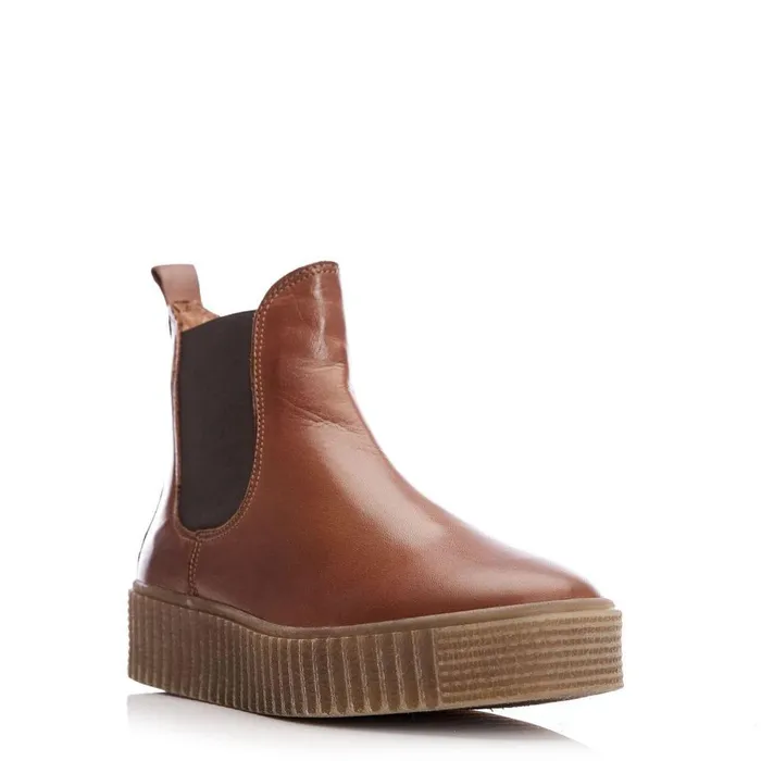 Women Moda In Pelle Chelsea Boots Shoon Sh Illom Tan Leather