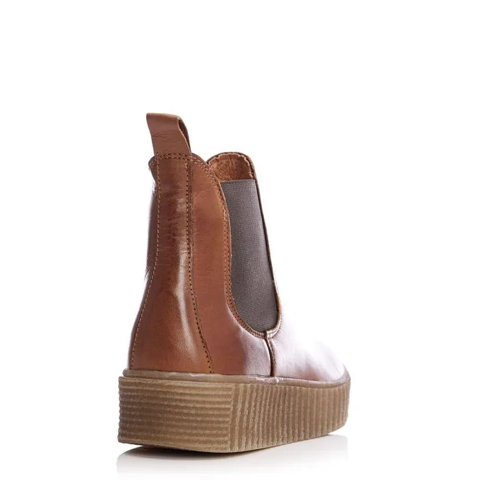 Women Moda In Pelle Chelsea Boots Shoon Sh Illom Tan Leather