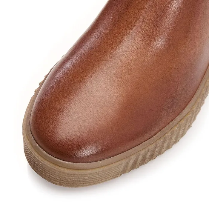 Women Moda In Pelle Chelsea Boots Shoon Sh Illom Tan Leather