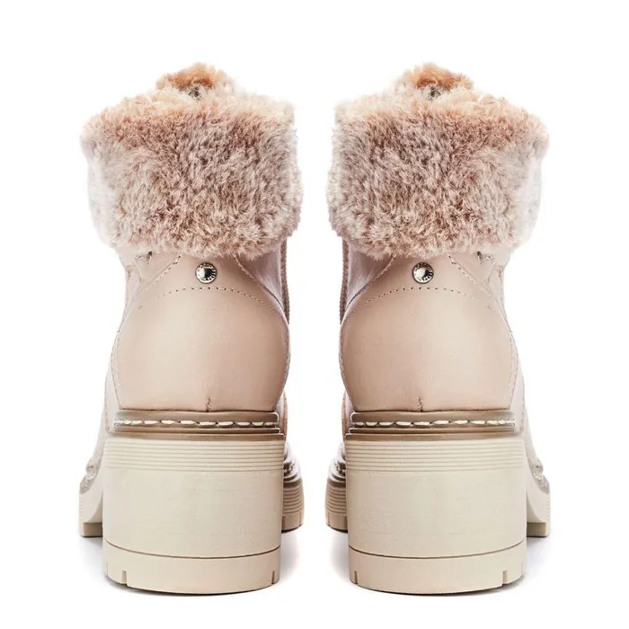 Women Moda In Pelle Chunky Boots Bibani Cream Leather