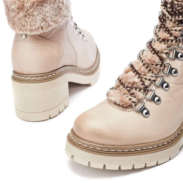 Women Moda In Pelle Chunky Boots Bibani Cream Leather