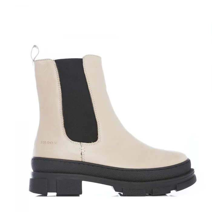 Women Moda In Pelle Chunky Boots Shoon Sh Boulder Cream Leather