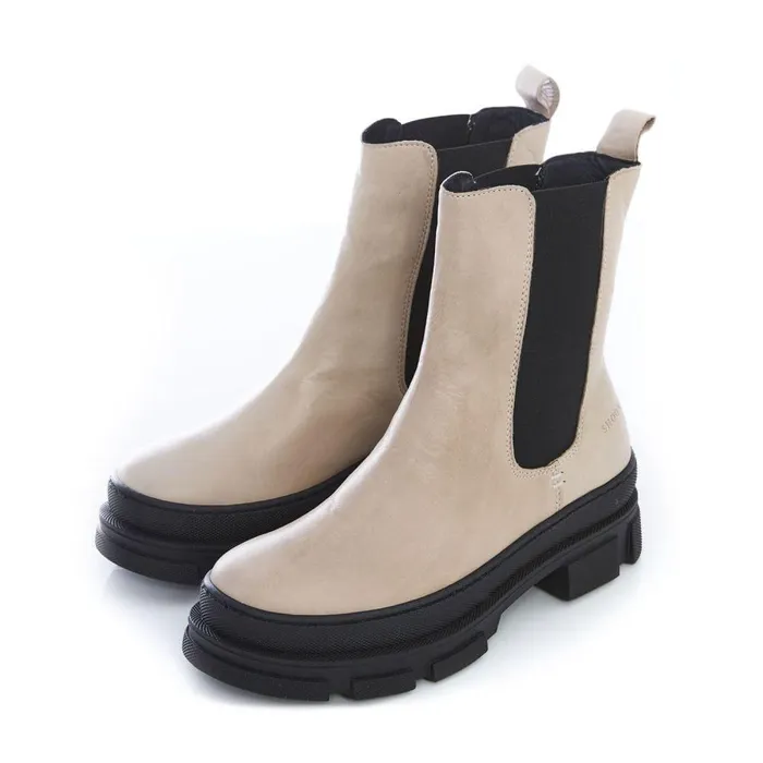 Women Moda In Pelle Chunky Boots Shoon Sh Boulder Cream Leather