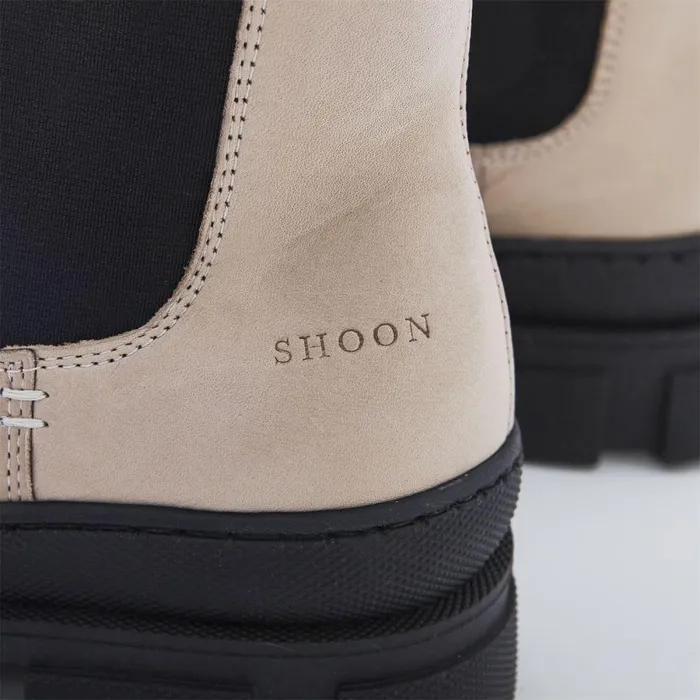 Women Moda In Pelle Chunky Boots Shoon Sh Boulder Cream Leather