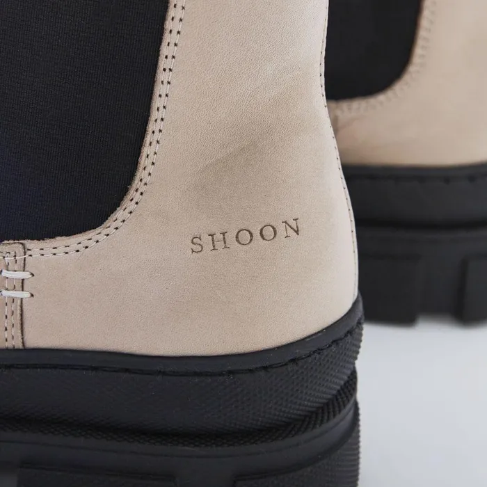 Women Moda In Pelle Chunky Boots Shoon Sh Boulder Cream Leather