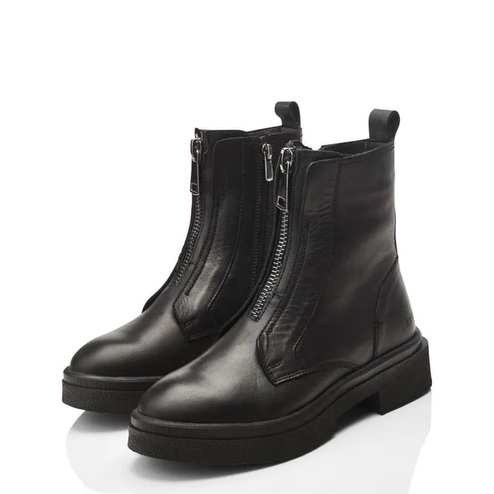 Women Moda In Pelle Chunky Boots Shoon Sh Sacoma Black Leather