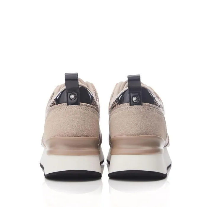 Women Moda In Pelle Chunky Trainers Addele Taupe Snake Print