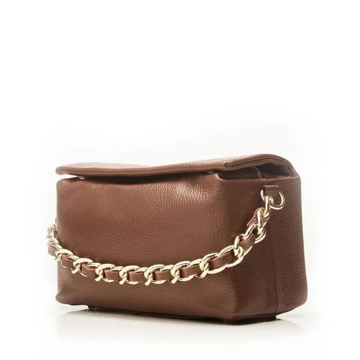 Women Moda In Pelle Clutch Bags Glossie Bag Brown Leather