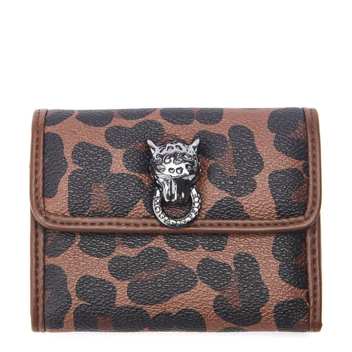 Women Moda In Pelle Clutch Bags Layla Purse Dark Leopard Porvair