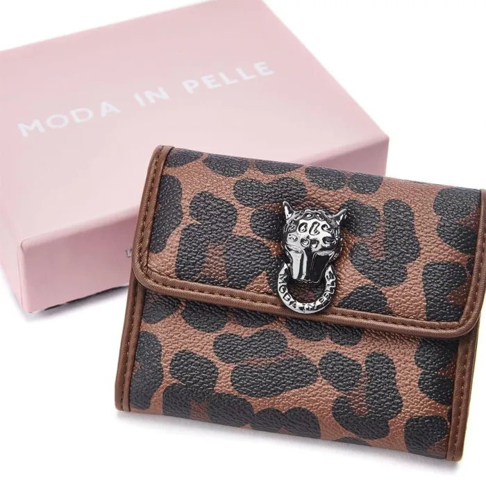 Women Moda In Pelle Clutch Bags Layla Purse Dark Leopard Porvair Women Moda In Pelle Clutch Bags Layla Purse Dark Leopard Porvair