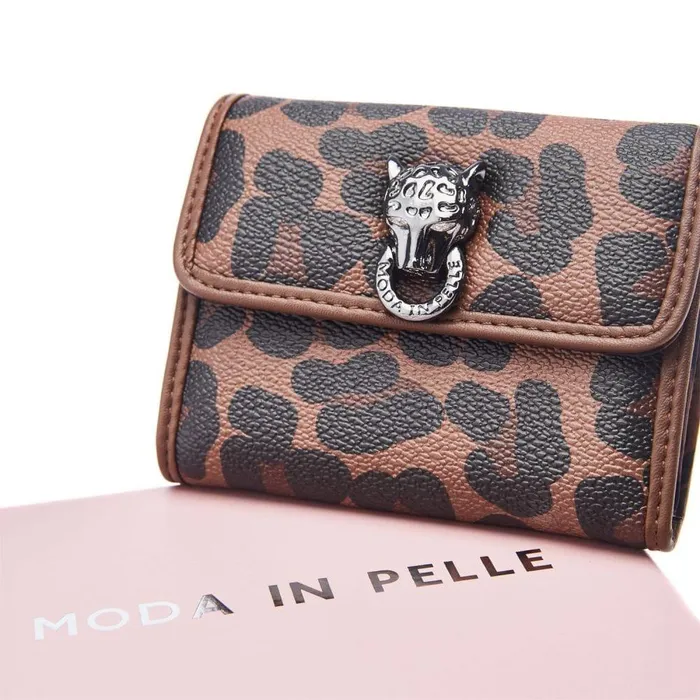 Women Moda In Pelle Clutch Bags Layla Purse Dark Leopard Porvair Women Moda In Pelle Clutch Bags Layla Purse Dark Leopard Porvair