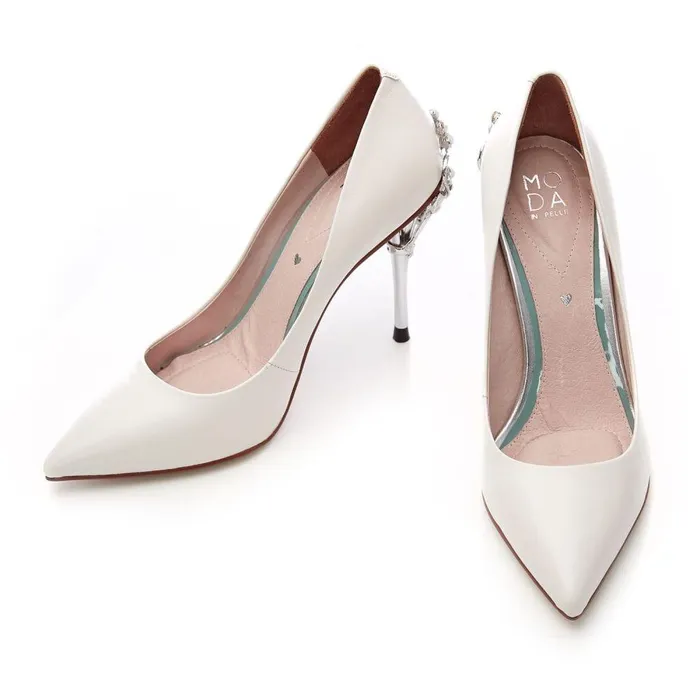 Women Moda In Pelle Court Shoes Illari Ivory Leather