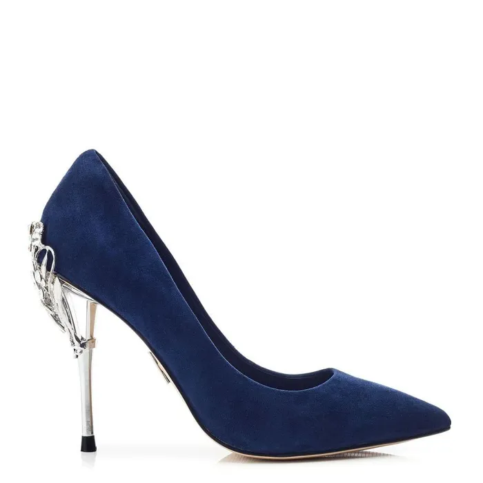 Women Moda In Pelle Court Shoes Illari Navy Suede