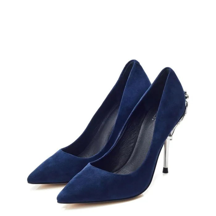 Women Moda In Pelle Court Shoes Illari Navy Suede