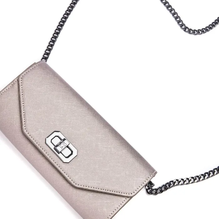 Women Moda In Pelle Crossbody Bags Boston Bag Pewter Porvair