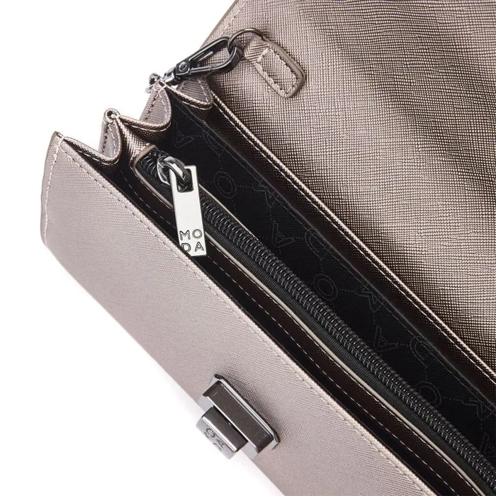 Women Moda In Pelle Crossbody Bags Boston Bag Pewter Porvair