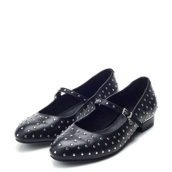Women Moda In Pelle Flat And Ballerina Shoes Eugeniee Black Porvair
