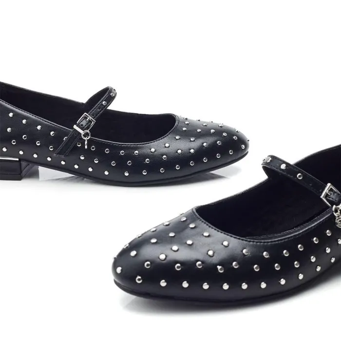 Women Moda In Pelle Flat And Ballerina Shoes Eugeniee Black Porvair