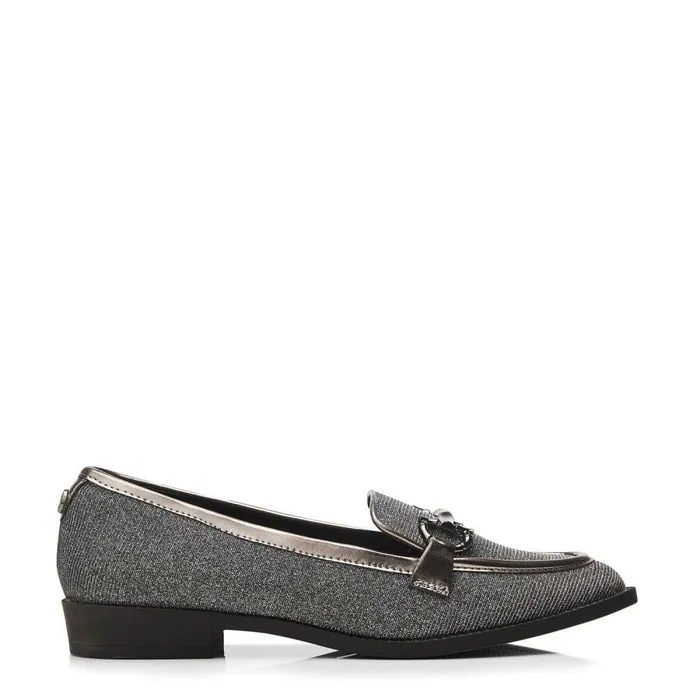 Women Moda In Pelle Flat And Ballerina Shoes Franzie Pewter Textile