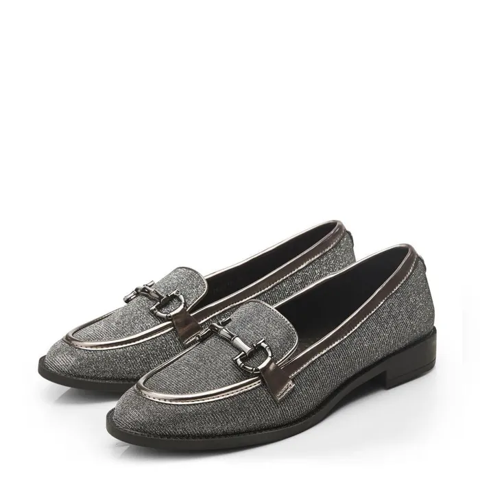 Women Moda In Pelle Flat And Ballerina Shoes Franzie Pewter Textile
