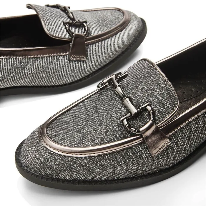 Women Moda In Pelle Flat And Ballerina Shoes Franzie Pewter Textile